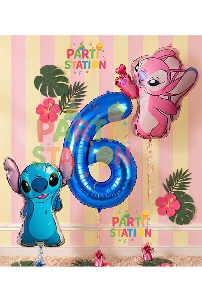Parti Station Stitc & Angel 6 Year Old Balloon Set – Navy Blue 6 Number Foil ...