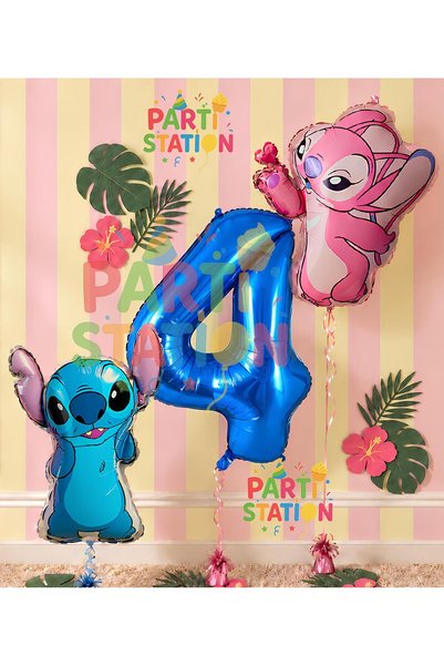 Parti Station Stitc & Angel 4 Year Old Balloon Set – Navy Blue 4 Number Foil ...