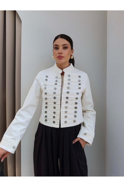 ESRAHELVACI جاكيت دينيم ضيق بأزرار