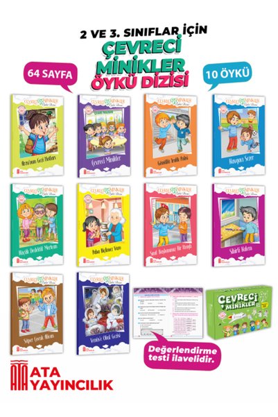 Ata Yayıncılık 2 ve 3. Sınıflar İçin Çevreci Minikler 10 Kitaplık Kutulu Hika...