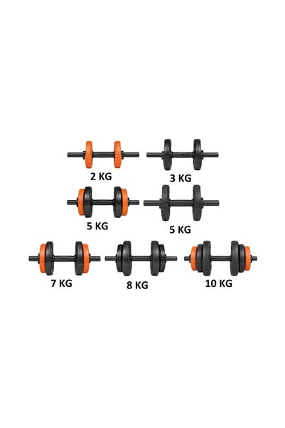 ECG Ecgspor 21 KG (2x10,5kg) Multifonksiyonel Grip Plate Dambıl Seti Turuncu -siyah