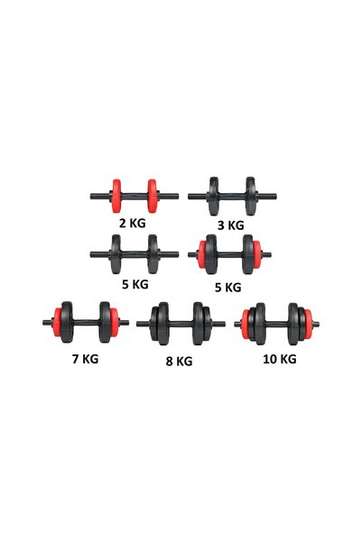 ECG Ecgspor 21 KG (2x10,5kg) Multifonksiyonel Grip Plate Dambıl Seti Kırmızı -siyah