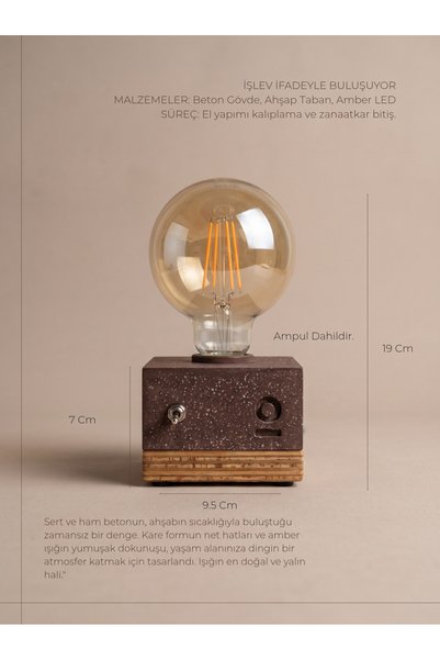 Glarus Atelier By COWO | Beton Masa Lambası - Modern Tasarım Gece Lambası, G9...