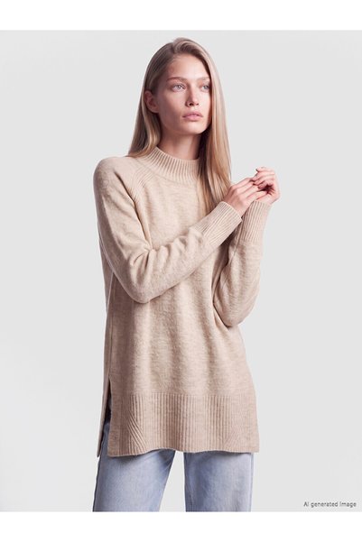 LC Waikiki I Half Fisherman Roba Collar Loose Fit Women's Knitwear Tunic from...