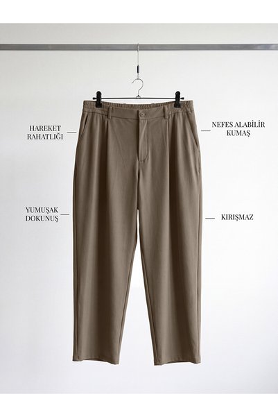 LC Waikiki Peak New Season Beige Loose Fit Men's Pleated Trousers.