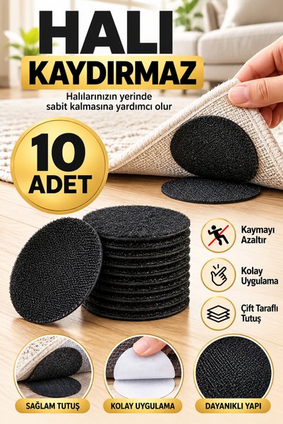 LOVYCO 10 Adet Halı Kaydırmaz Yuvarlak Bant Çarşaf,örtü Kaymasını Önleyici Cı...