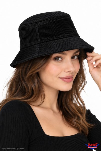 AXE SPORTSWEAR Black Velvet Bucket Hat Basic Plain Bucket Fisherman Hat Daily...