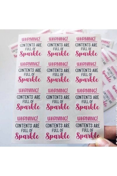 Choice WHITE 120Pcs Warning Contents Are Full of Sparkle Stickers 1.5 Inch Th...