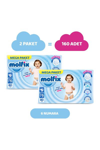 Molfix Kanal Teknolojisi Mega Paket 6 Beden Extra Large 160 Adet