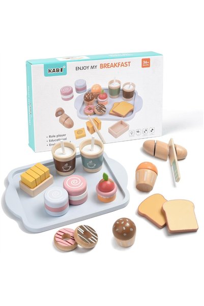 Malvys Set de jucării din lemn Mic dejun educativ Happy Breakfast, jucărie Mo...
