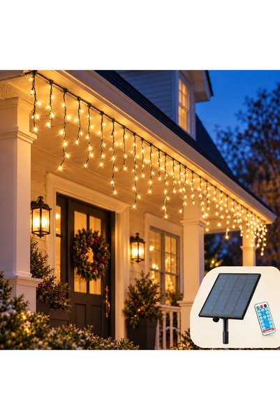 Welora Instalatie de Craciun solara tip turturi/franjuri, Lungime 12m - 320 L...