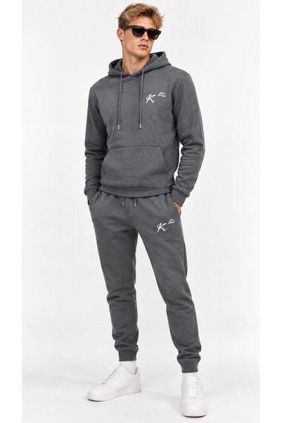 Kallisto Gray Melange Men's Trendy 3 Thread Cotton Tracksuit Set /8008-7010