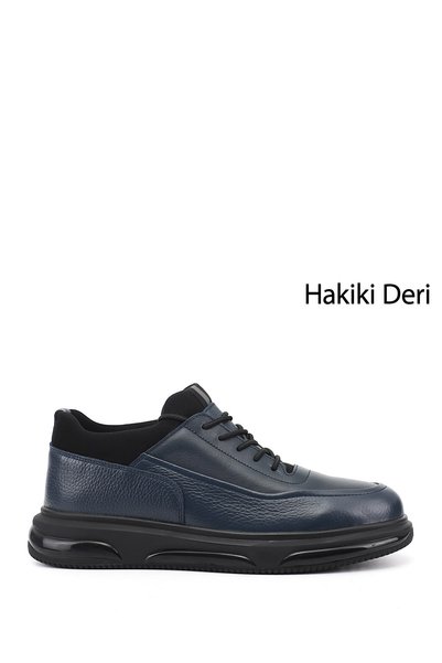 GÖNDERİ(R) Men's Navy Blue Genuine Leather Lace-Up Shoes