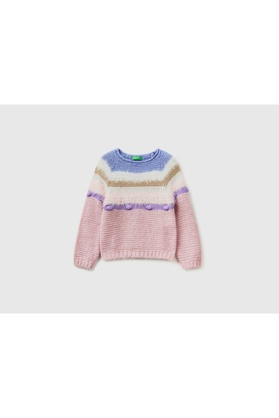 United Colors of Benetton بلوفر محبوك مخطط للبنات
