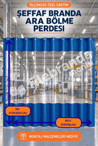 Morilu MAVİ Fabrika Ara Bölme Perdesi, ÖZEL ÖLÇÜ OTO YIKAMA Brandası 0.8 mm P...