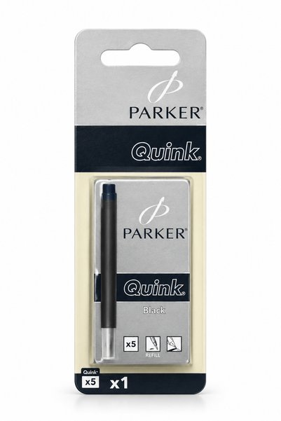 Parker عبوات حبر كوينك لأقلام الحبر السائل - حبر أسود، علبة من 5 قطع-4474