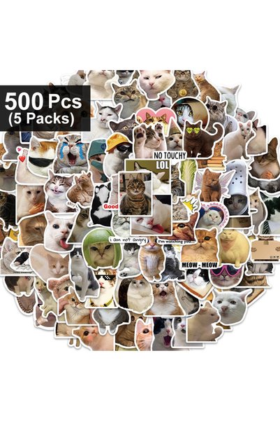 Choice1 500pcs(5 Packs) 100/1000pcs Funny Cute Cat MEME Animals Stickers Kawa...