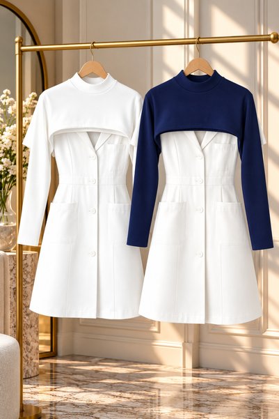 mirach Set de 2 body-uri Fisherman Body Nurse Uniforme de lucru cu mânecă lun...