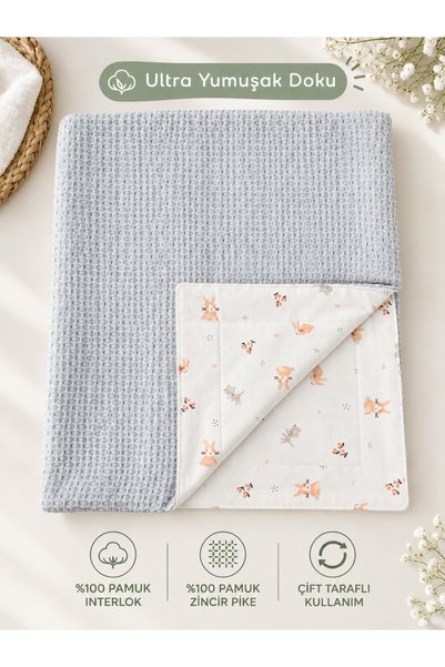 ngn collection 100% Cotton Double-Sided Interlock Baby Pique Blanket 80X90 cm...
