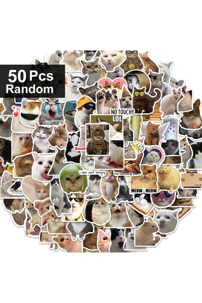 Choice4 50pcs Random 100/1000pcs Funny Cute Cat MEME Animals Stickers Kawaii ...