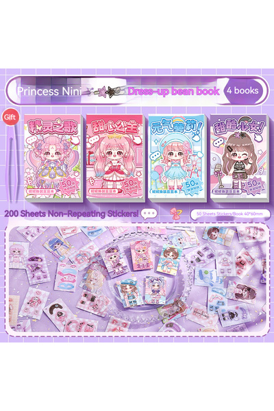 Choice3 4books Princess Cute Capybara Stickers Kawaii Book Cartoon Pet Mini f...
