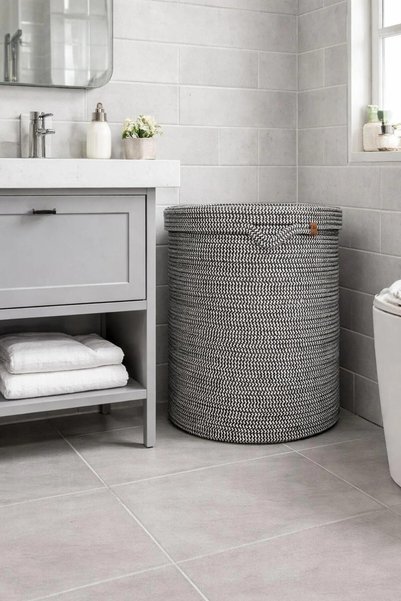naylişhome Καλάθι ρούχων 40*45 με καπάκι, δώρο, καλάθι προίκας, ψάθινο από γι...