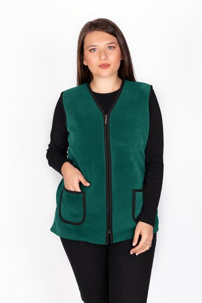 Kardelen Butik Ümraniye Kışlık Polar Yelek Zümrüt Yeşil