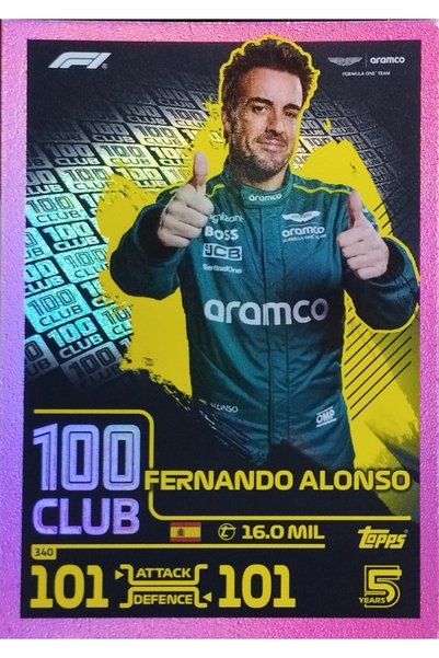 Topps فورمولا 1 توربو أتاكس 2024 فيرناندو ألونسو 100 كلوب