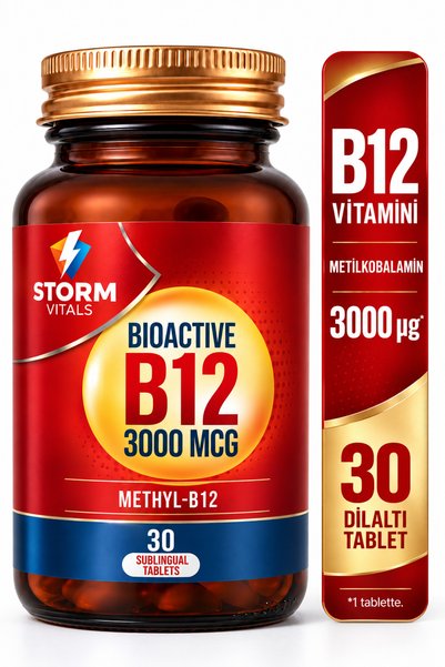 STORM VİTALS Methyl B12 Metilkobalamin 3000 mcg Dilaltı 30 Tablet