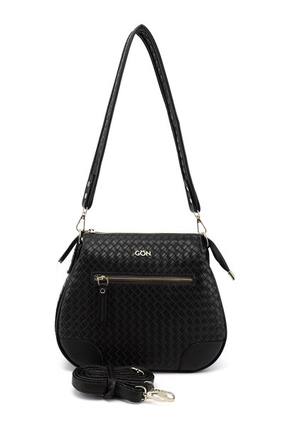 GÖNDERİ(R) Women's black Printed long strap shoulder bag