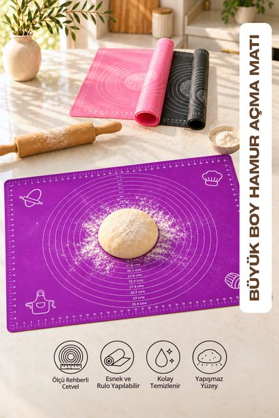BEYZANA 1 Adet Büyük Silikon Hamur Açma Matı 65x45