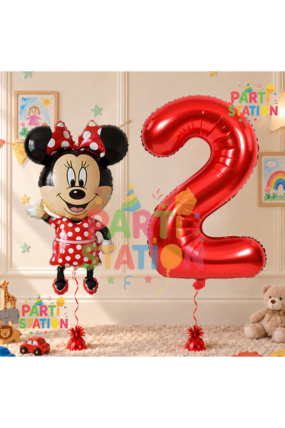 Parti Station 2 Year Old Minnie Mouse Birthday Set - Concept Balloon and Red ...