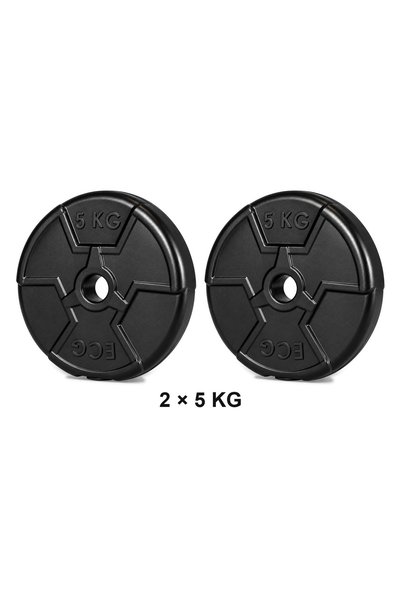 ECG Vinyl Spor Hero Serisi 5 kg Plaka 2 Adet Siyah Halter Seti 2 x 5 Kg
