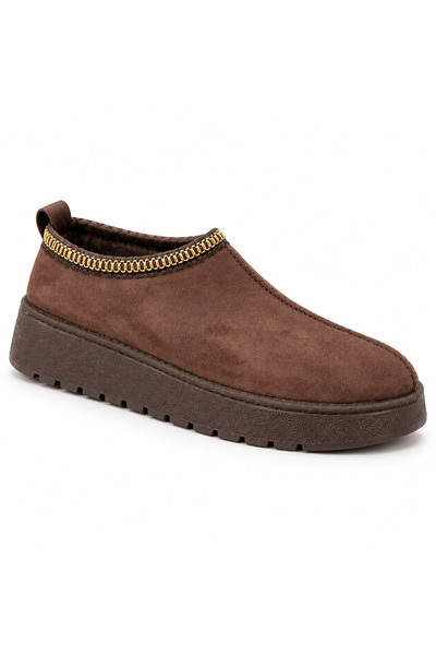 BESKAR Men's Brown Suede Fur Lined High Sole Comfortable Casual Shoes Bt W1