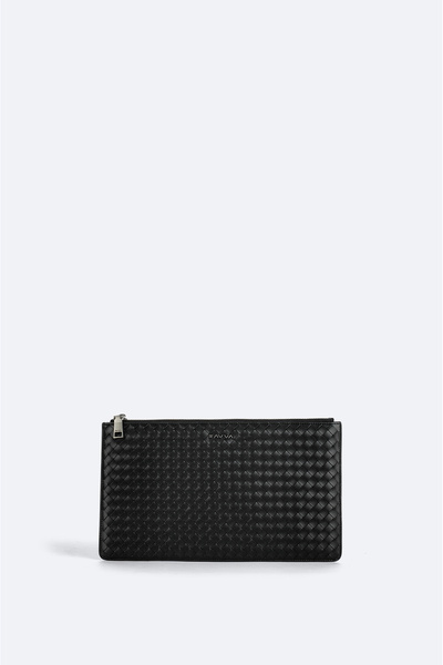 Avva Men's Black Double Zipper Handbag A52Y9107