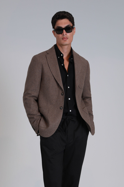 Lufian Daniel Spor Erkek Blazer Ceket Slim Fit Deve Tüyü