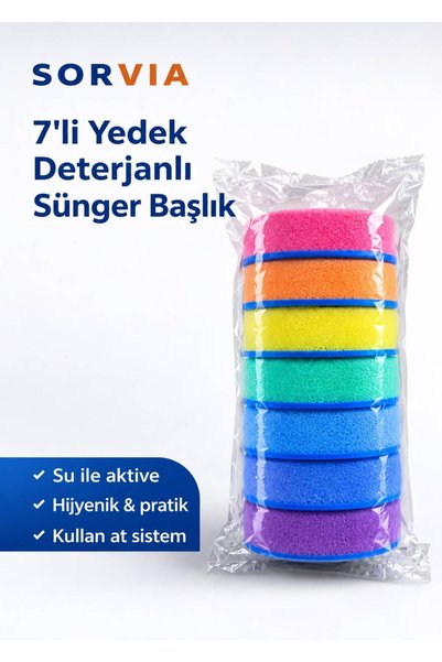 sorvia Kullan At Deterjanlı Temizlik Süngeri Tuvalet Fırçası Uyumlu Yedek Sün...