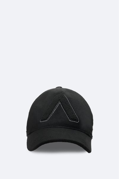 Avva Men's Black Wool Blend Cashmere Hat with Embroidery Detail on the Front ...