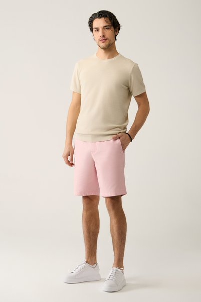 Avva Men's Salmon Elastic Waist Cotton Aspendos Relaxed Fit Shorts A41Y3733