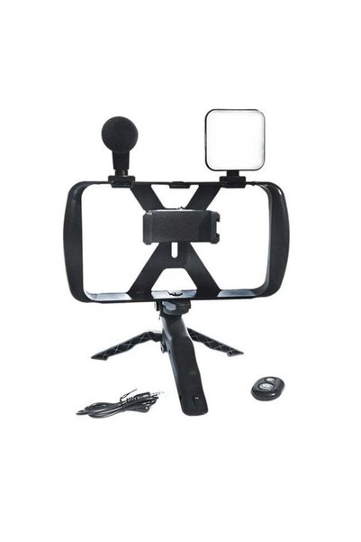 KESNUP Stick selfie cu trepied, lumină LED, Bluetooth, negru