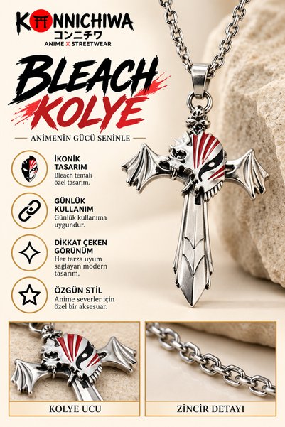 FG KONNİCHİWA Bleach Anime Kolye – Ichigo Kurosaki Hollow Mask Temalı Zincir ...