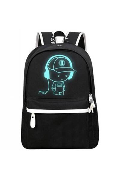 KESNUP Rucsac fluorescent cu design inteligent, negru