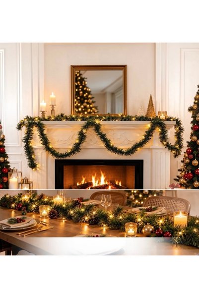 Happyland New Year's 5 m Pine Garland Ornament 5 m Daylight Led Set New Year'...