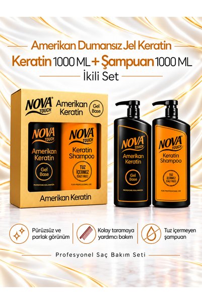 novatouch Amerikan Dumansız Keratin Şampuan 1000 ml+Keratin 1000 ml
