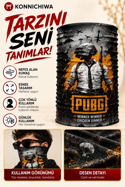 FG KONNİCHİWA قناع الوجه ورباط الرقبة من Pubg Game Your Style Your Gamer، قنا...