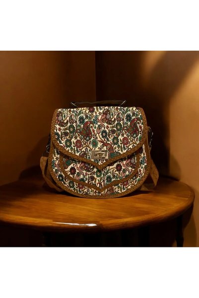 MODA حقيبة كتف نسائية متوسطة الحجم من الجلد السويدي الحراري بنمط عرقي وتفاصيل...