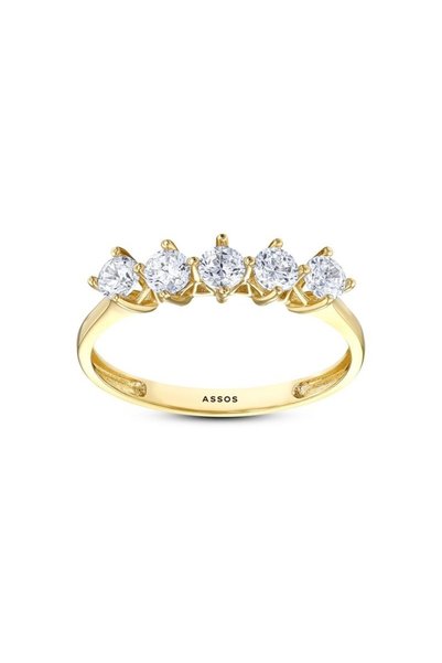 Assos Pırlanta Altın Beştaş Yüzük - 14K