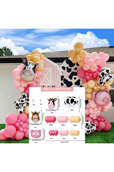 Choice Other MULTI 130pcs Farm Cow Animal Theme Balloon Chain Garland Arch Se...