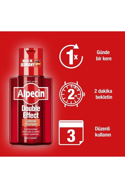 ALPECİN Çift Etkili Kafeinli Şampuan – Saç Dökülmesine ve Kepeğe Karşı Bakım 2 Adet 200ML