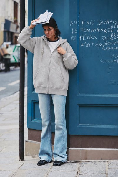 Touché Privé KAPÜŞONLU FERMUARLI OVERSIZE SWEATSHIRT